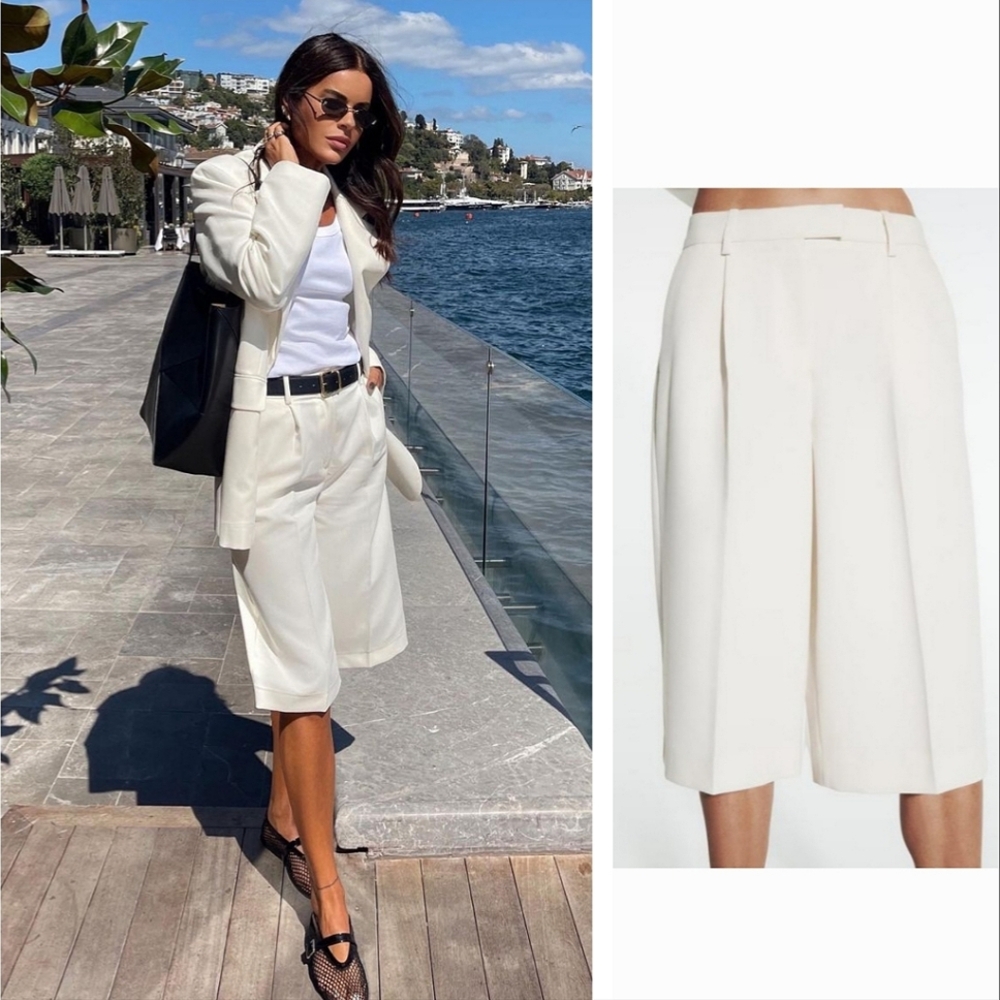 Zara Long Pleated Shorts Bermuda